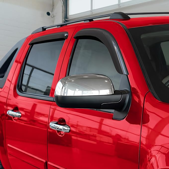 Voron Glass Tape-on Extra Durable Rain Guards for Chevrolet (Chevy) Avalanche 2007-2013, Window Deflectors, Vent Window Visors, 4 Pieces-130184