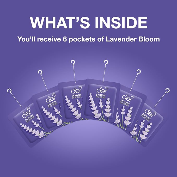AER Power Pocket Lavender Bloom Solid Gel Air Freshener for the Entire Home with Long Lasting Scent Pack of 6