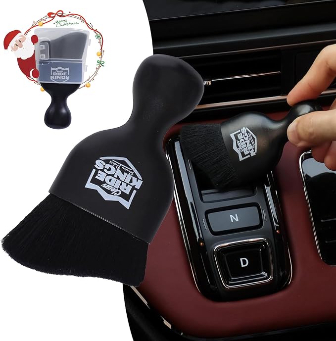 Car Interior Detailing Brush - Black, 2 Pack | Cleans auto vents, panel crevices & seat seams. Soft bristles with cover. Perfect vehicle care gift for men and women.