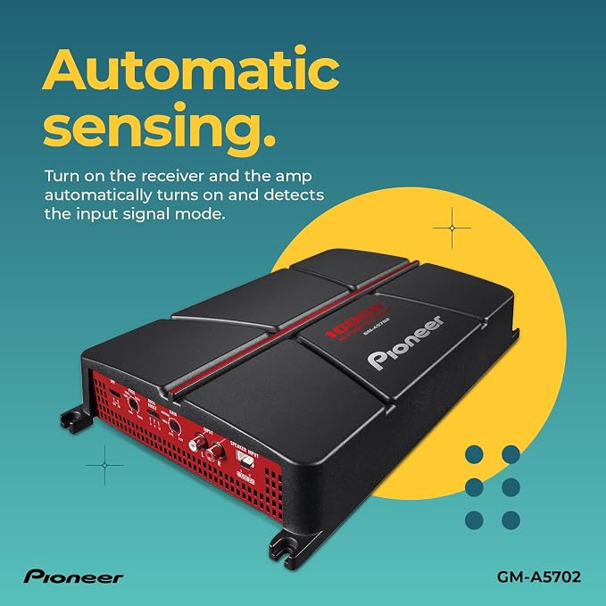 GM-A5702 2-Channel Car Amplifier – 1000W Max, Class AB, Bridgeable Design, Bridgeable, Variable Filters, High Power