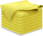 Microfiber Cleaning Cloth Yellow - 8 Pcs 12.5"x12.5" - High Performance - 1200 Washes, Ultra Absorbent Towels Weave Grime & Liquid for Streak-Free Mirror Shine - Car Washing Cloth
