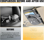 Car Sun Visor Organizer, Multi-Pocket Vehicle Sunglass Card Holder with Pen Slot, Automotive Interior Sunshade Glasses Storage Organizer, Universal Fit (Gray)