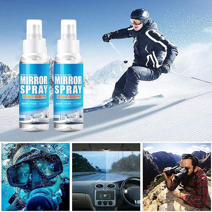 Anti Fogging Spray Antifog Glasses Cleaner Car Windshield Glass Treatment 100ml for Safe Driving Clear View Mirrors Windows Helmets Goggles