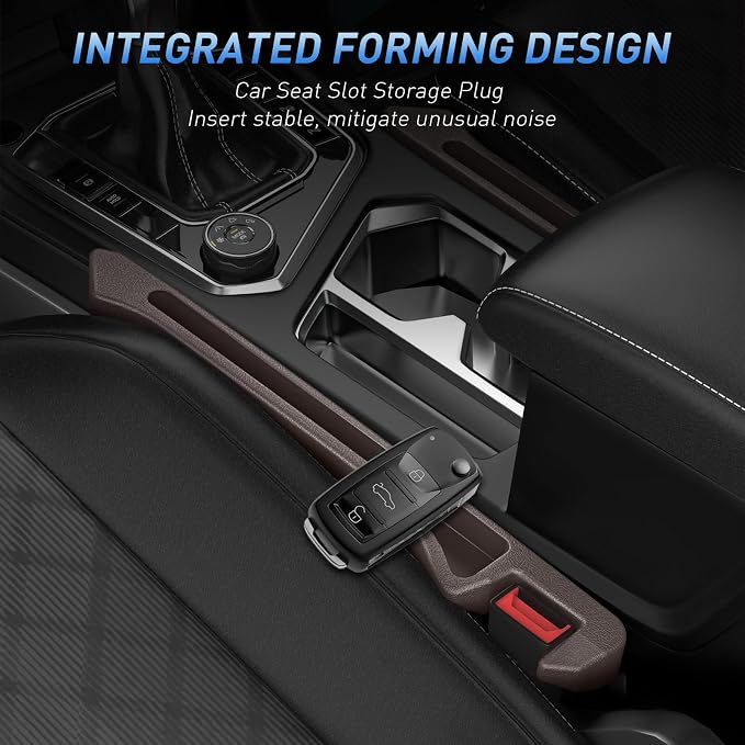 Car Seat Gap Filler 2Pack, Inserts Between Seats Console with Organizer Storage Upgraded Phone Holder Car Side Seat Gap Fillers Cars Front Seats Fill Plug Car Essentials for Vehicle SUV Truck (Brown)