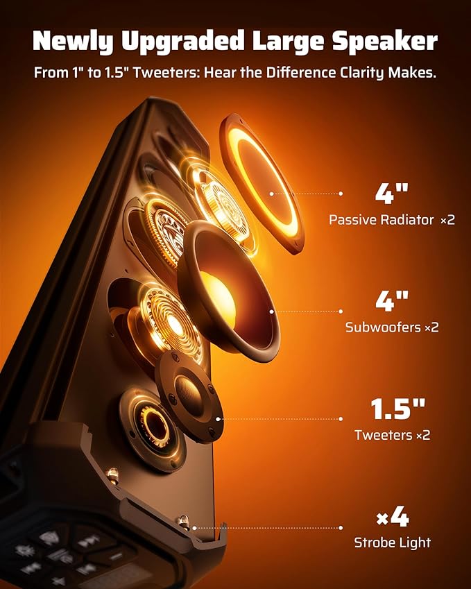 26 Inch 6 Speaker UTV Sound Bar, Bluetooth Golf Cart Speakers [Color Changing RGB & Strobe Light] IP66 Waterproof ATV Speaker System, SXS SoundBar Compatible with Polaris RZR CFmoto Can-Am