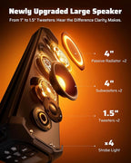 26 Inch 6 Speaker UTV Sound Bar, Bluetooth Golf Cart Speakers [Color Changing RGB & Strobe Light] IP66 Waterproof ATV Speaker System, SXS SoundBar Compatible with Polaris RZR CFmoto Can-Am
