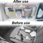 Car Sun Visor Organizer with Zipper Pocket, Auto Interior Accessories Pocket Organizer Car Truck Visor Storage Pouch Holder for Cards, Pens, Sunglasses and Document - Gray