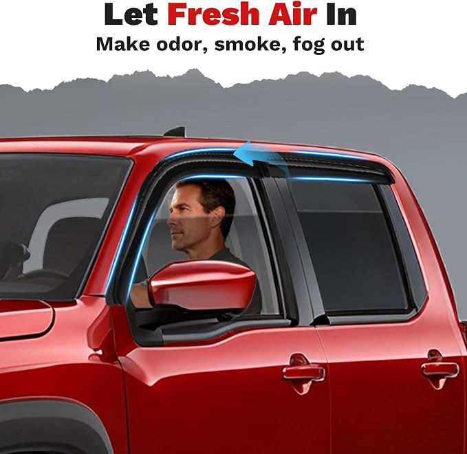 Frontier Rain Guards - Window Visors for Nissan Frontier Crew Cab 2022-2025 2026, Outside-Mount Tape-On Side Window Wind Deflectors for Frontier Accessories, Vent Visors Shades Rainproof 4PCS