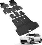 Floor Mats & Cargo Mats for KIA EV9 2026 2025 2024 (Only for 6-Seats,Not Fit Relaxation Chairs & 7-Seats),All Weather TPE Custom Fit Kia EV9 2024-2026 Full Set Car Accessories Floor Liners