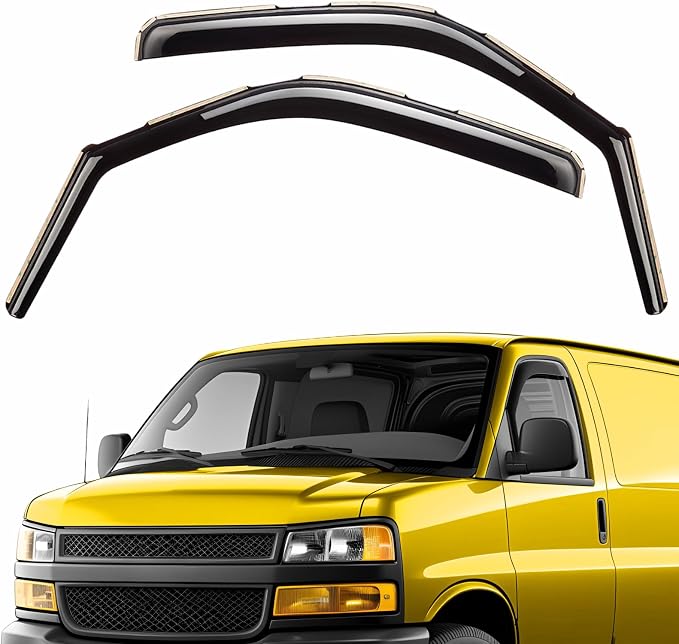 Extra Durable Window Deflectors in-Channel Visors Rain Guards Fit for Chevrolet (Chevy) Express Van 1996-2026, Sun Visors, Wind Vent for Shades, Exterior Car Accessories - 2pcs. AG0420