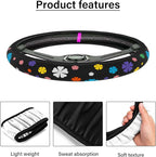 Steering Wheel Cover Neoprene Material Most Cars Men&Women Universal 15 inch Premium Non-Slip Spring Steering Wheel Protector Floral Car Accessories (Lucky Clever)