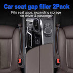 Car Seat Gap Filler 2 Pack with 180° Flip Design - Premium TPE Seat Console Organizer with Storage Box - Universal Fit for Car SUV Truck - Anti-Drop Crevice Blocker (Brown)