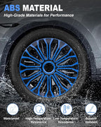 Hubcaps,16 inch hubcaps Set of 4, Wheel Rim Cover ABS Material, Snap On Car Truck SUV Replacement, for Toyota Camry Nissan Mazda etc, Black&Blue