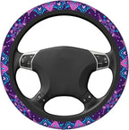 Purple Galaxy Flower Steering Wheel Cover for Women Girls Abstract Mandala Floral Universal 15 Inch Auto Neoprene Case Anti-Slip Car Wheel Protector