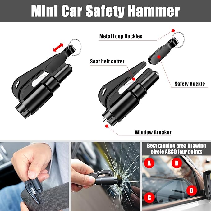 Car Roadside Emergency Kit for Vehicles, Portable Air Compressor Tire Inflator Auto Car Safety Kits Teen Driver Must Haves Black