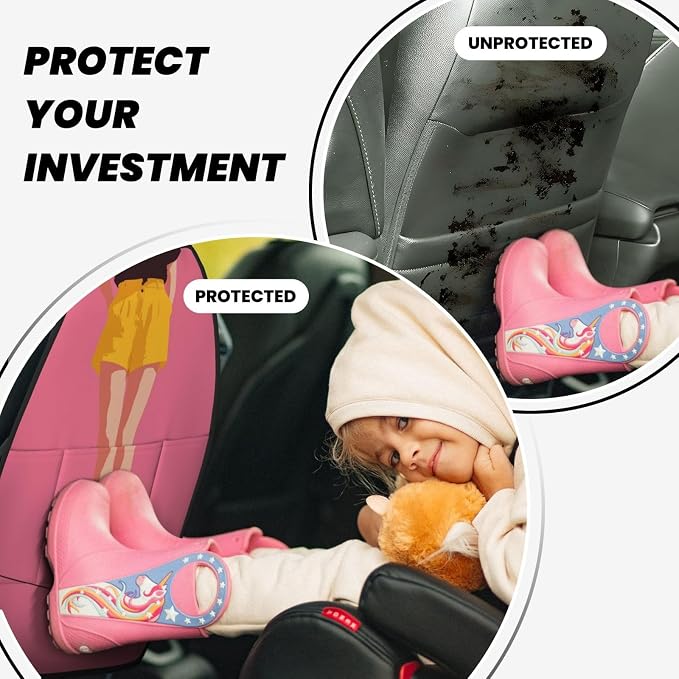 Minimalist Woman Standing On Tightrope Car Seat Back Kick Protectors,2 Pack Kick Mats with Storage Pockets for Vehicles to Protect from Dirt Mud Scratches