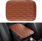 Car Center Console Cover, Upgraded Leather Car Armrest Cushion, Universal Waterproof Cushion Pad, Non-Slip Car Interior Accessories, Fits Most Sedans SUVs Trucks (Brown)