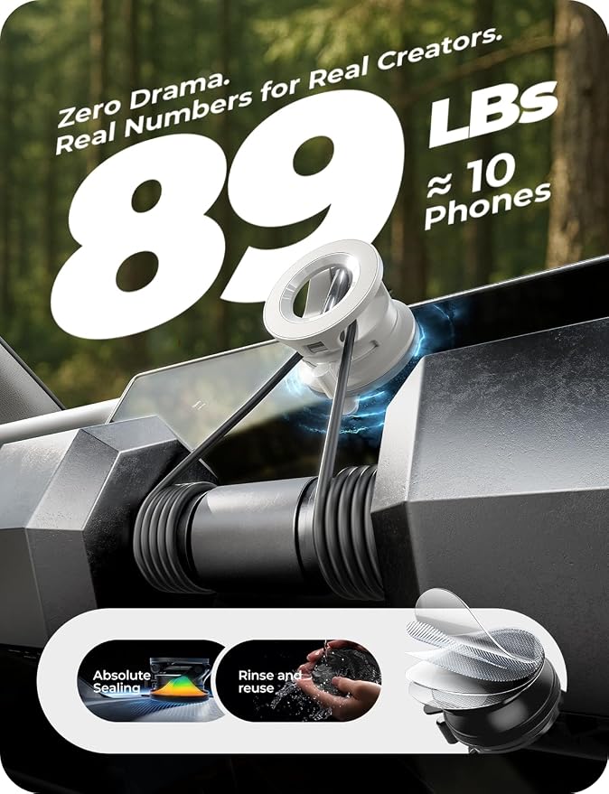 for Magsafe Car Mount, Cell Phone Holders for Your Car, Magnetic Car Accessories for Women Men Jeep Truck, Vacuum Gifts for iPhone 17 Pro Max 16 15 14 13 12, Samsung S25, Pearl White