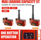 Electric Car Jack 5 Ton Cordless, 12V Battery Hydraulic Floor Jack with Remote Control, Tire Change Kit with Impact Wrench & LED Light, Portable Auto Lifting Tool for Roadside Emergency SUV RV