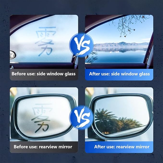 Car Window Cleaner - 70ml Anti-Fog Cleaner Clarity - Car Glass Defogger - for Automotive Truck SUV Mirror Eyeglasses Helmet Visor Home Bathroom