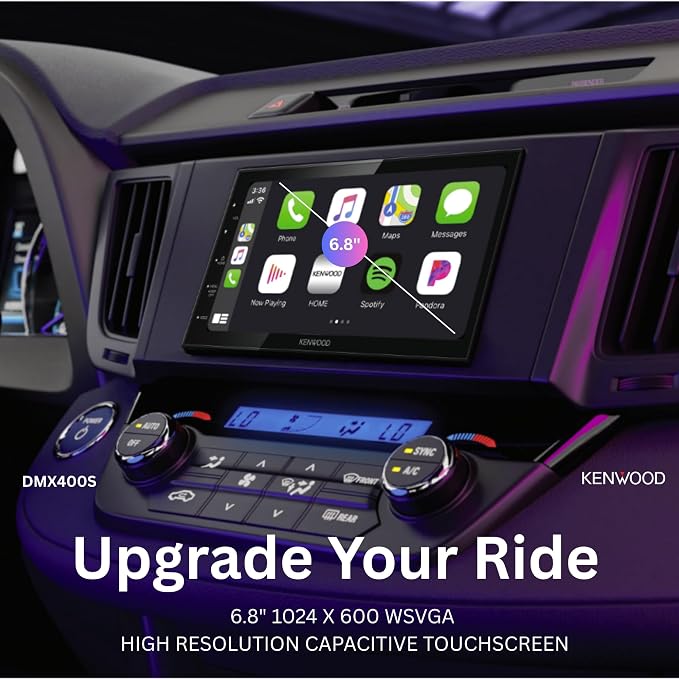 DMX400S 6.8" Capacitive Touchscreen Digital Multimedia Receiver - Wired Apple CarPlay, Android Auto, Built in Bluetooth, Double DIN, Rear Camera Input, 13-Band EQ