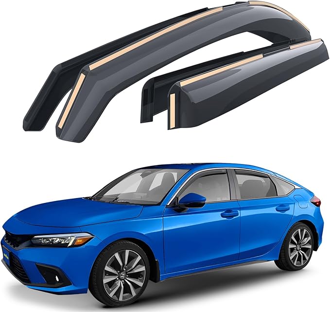 Goodyear Shatterproof Window Deflectors for Honda Civic 2022-2026 Hatchback, Rain Guards, Window Visors for Cars, Vent Deflector, Car Accessories, 4 pcs - GY007899