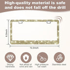 2 Pack Bling License Plate Frames for Women, Sparkly Rhinestone Diamond Car Accessories with Glitter Crystal Caps (Gold)