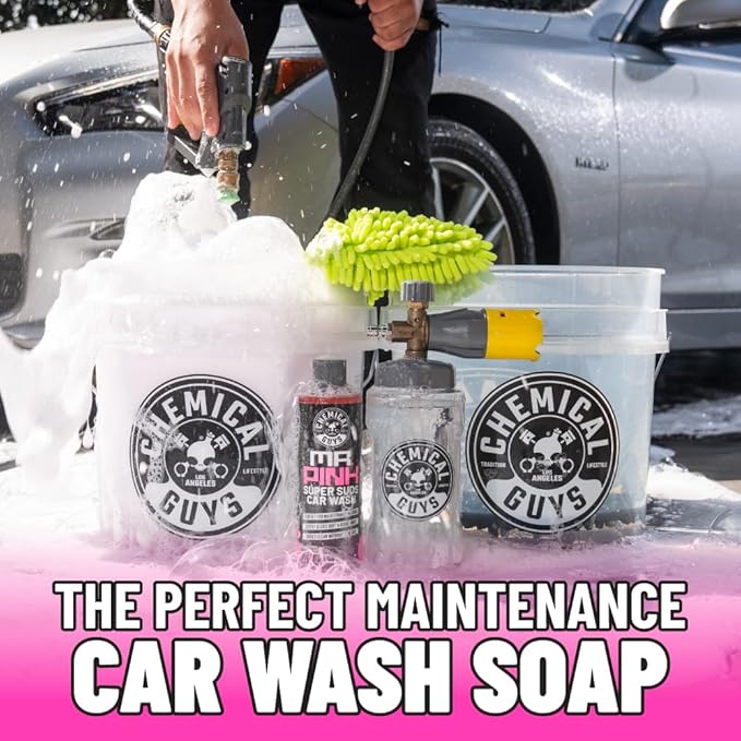 Mr. Pink Car Wash Soap - 128 oz Super Suds Foaming Car Wash Soap for Cannon, Blaster, or Bucket Washing - pH Balanced, Safe on Wax, Sealant, Ceramic, and Clear Coat Finishes
