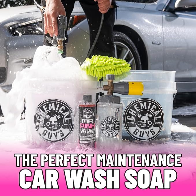 Mr. Pink Foaming Car Wash Soap (Works with Foam Cannons, Foam Guns or Bucket Washes) Safe for Cars, Trucks, Motorcycles, RVs and More, Candy Scent, Extra Large Size 32 fl oz - CWS_402_32