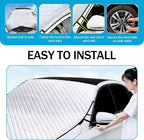 Car Front Windshield Snow Cover for Ice and Snow, Windshield Engine Hood Rear-View Mirror Protection Heat Insulation Half Cover, Essential Winter Car Accessories, Universal for Most Cars (Silver)