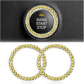 Bling Car Engine Start Ring Decals, 2PCS Crystal Rhinestone Vehicle Push Start Button Cover Sticker, Key Ignition Knob Ring, Sparkling Automotive Interior Accessories (Yellow)