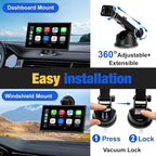 Carplay Screen for Car, 7 inch Wireless Carplay & Android Auto（Black） | Portable Touchscreen car play with Mirror Link，Bluetooth，Voice Control，Map Navigation，FM Transmit，Plug-and-Play car stereo
