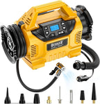 3X Faster Tire Inflator/Deflator Compatible with DeWalt 20V Battery, 160 PSI Cordless Air Compressor Pump with 12V Car Adapter, LCD Digital Gauge for Car, Air Mattresses (Tool Only)