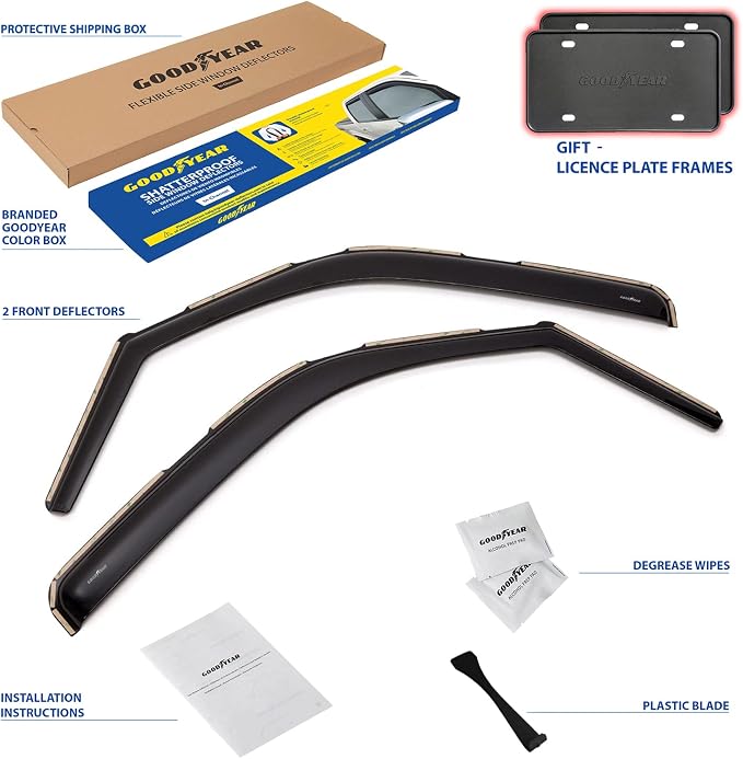 Goodyear Shatterproof in-Channel Window Deflectors for Chevrolet (Chevy) Express Van/GMC Savana 1996-2026, Rain Guards, Window Visors for Cars, Vent Deflector, Car Accessories, 2 pcs- GY003436LP