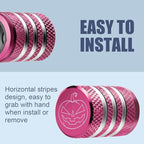 Tire Valve Stem Cap Cover - (5 Pack) Tire Air Cap Metal with Plastic Liner Corrosion Resistant Leak-Proof Halloween Pumpkin Car Decoration Accessories Pink