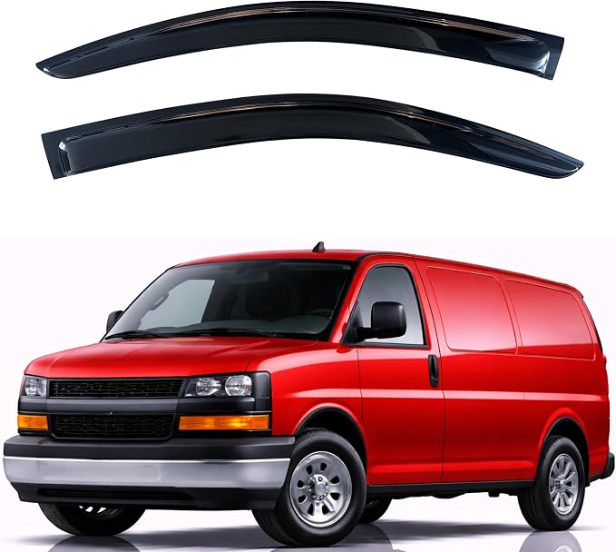 KPY Rain Guards Fit for 1996-2026 Chevrolet/Chevy Express Van, Out-Channel Window Visors Vent Wind Deflectors 2PC, Truck Accessories for 1996-2026 GMC Savana