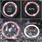 8 pcs Pink Bling Car Accessories Set for Women, Steering Wheel Cover, Sparkly Seat Belt Covers, Bling Gear Shift Cover, Universal Fit Most Cars (Pink Diamond)