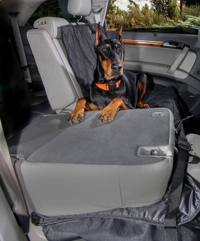 Dog Seat Cover for Back Seat, Heavy Duty Waterproof Rear Seat Protector for Large Trucks, SUVs, Cars -Fits 60/40 Split Bench with Middle Seat Belt, Non-Slip Backseat Cover (Extra Large, Black)