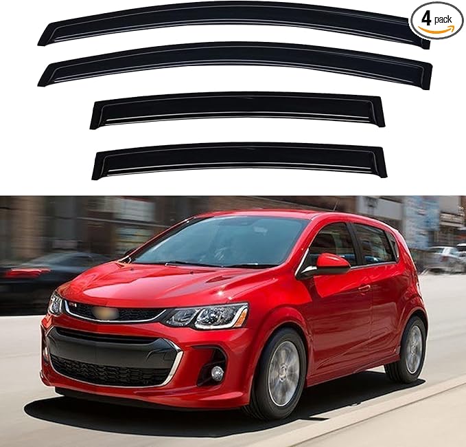 Window Visors Rain Guards for 2012-2020 Chevy Sonic Hatchback, Out-Channel Window Vent Wind Deflectors Visors Shades for 12-20 Chevy Sonic (Not for Sedan)