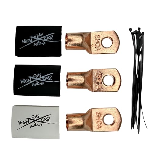 Sky High Car Audio 1/0 Gauge OFC Big 3 Upgrade Kit, Oxygen Free Copper Power Ground Wire Kit, Battery Cable & Alternator Wiring (White/Black)