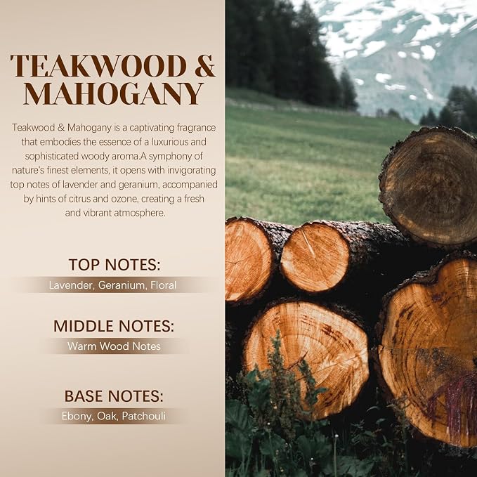 Car Air Freshener Hanging 2 Pack, Teakwood & Mahogany Essential Oil Diffuser for Car, Cute Air Fresheners, Long-Lasting Fragrance, Car Air Fresheners for Women & Men Gift