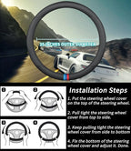 Deer Route Custom-Fit for Subaru Steering Wheel Cover, Premium Leather Car Steering Wheel Cover with Logo, Non-Slip, Breathable, for Subaru Accessories (D-Style,for Subaru)