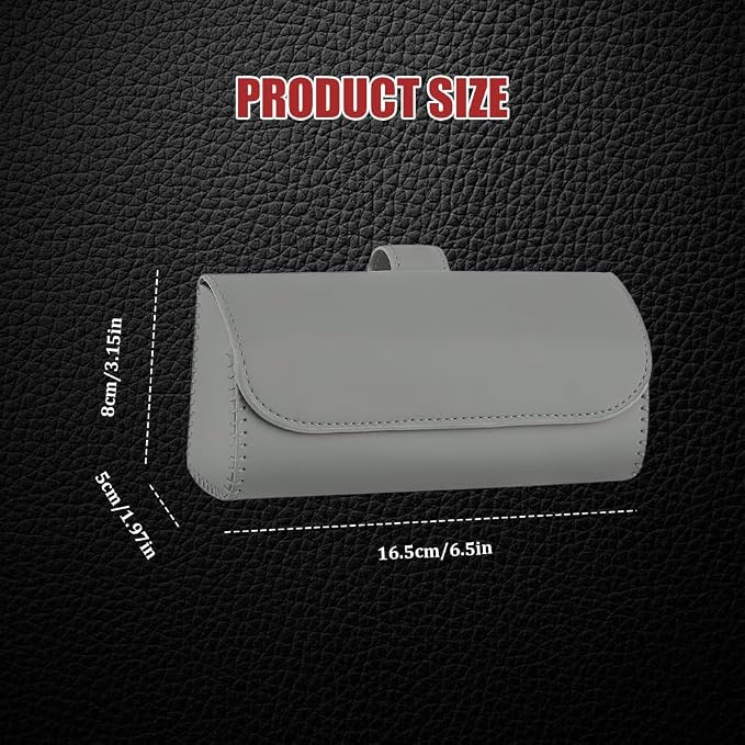 Sunglasses Holder for Car Sun Visor, Leather Auto Eyeglasses Storage Case with Hidden Magnetic Closure, Universal Protective Glasses Organizer Box, Visor Accessories for Woman Man (Gray)