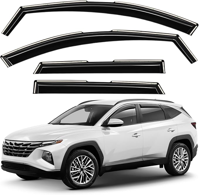 Window Deflectors Smoke Tinted In-Channel Side Window Vent Visor Deflectors Rain Guards Compatible with Tucson 2022-2026 - 4pcs. GW0718