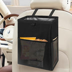 Hanging Car Trash Can with 4 Storage Pockets, Waterproof Leakproof Oxford Auto Garbage Bag, Adjustable Garbage Bag, Foldable Car Trash Bin Fit for Truck, SUV, Home, Office