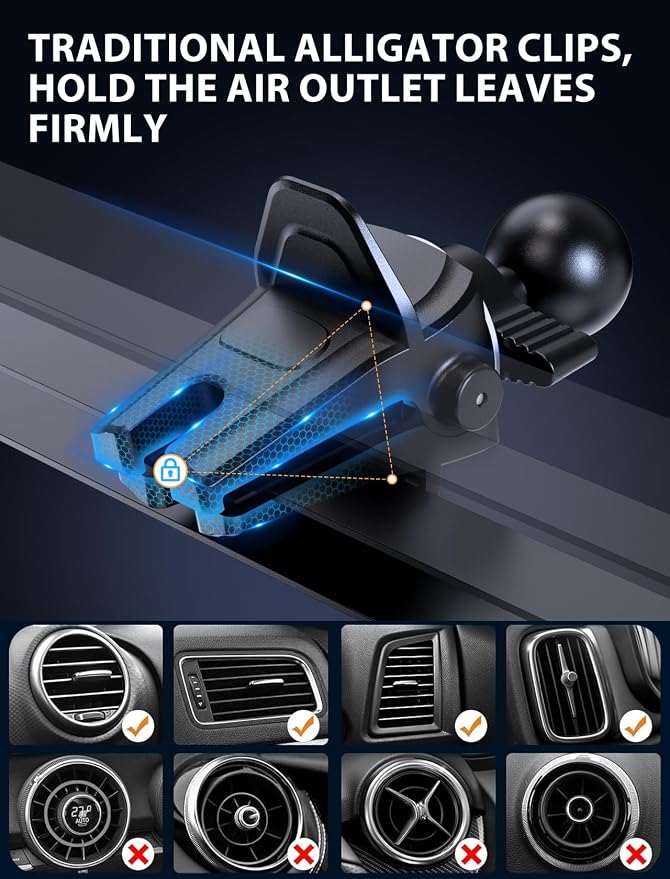Wireless Car Charger, 15W Fast Charging Auto-Clamping Car Charger Phone Mount Air Vent Cell Phone Holder for iPhone 16/15/14/13/13 Pro/12 pro/12/11, for Samsung Galaxy S23/S22/S21/S20, etc