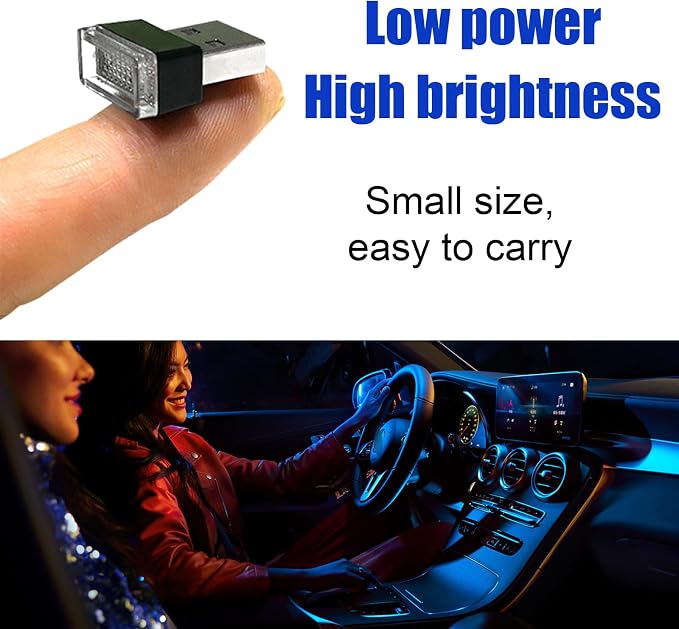 7 PCS USB LED Car Interior Atmosphere Lamp, Portable Mini LED Night Light, Plug-in USB Interface Trunk Ambient Lighting Kit, Universal Interior Car Accessories (Multicolor)