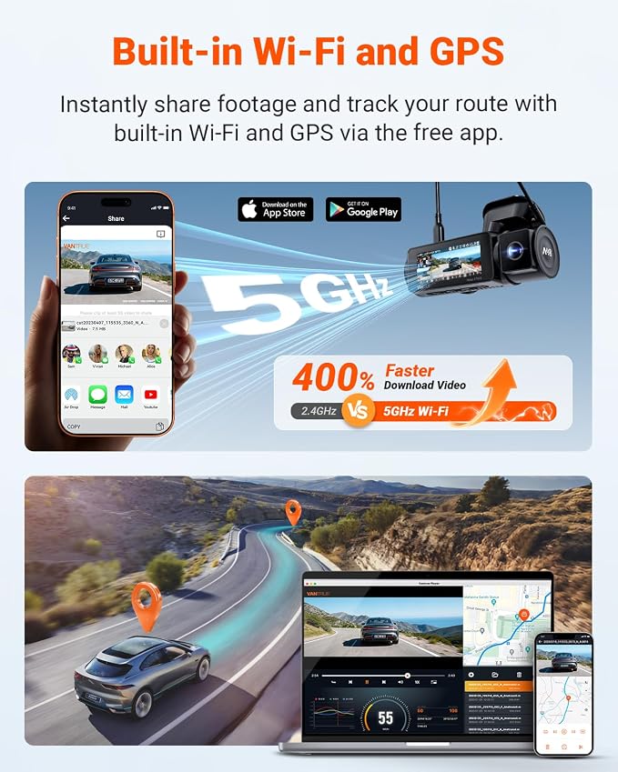 New N4 Pro S 4K 3 Channel Dash Cam, Triple STARVIS 2 Dash Camera for Cars, 4K+1080P+2.5K Front and Rear Inside, HDR IR Night Vision, 24/7 Buffered Parking Mode, GPS, Wi-Fi, Support 1TB (RC18)