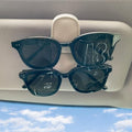 Sunglass Holder for Car Visor Clip, Magnetic Leather Eyeglass Hanger Clip for Car, Square Car Visor Accessories (White)