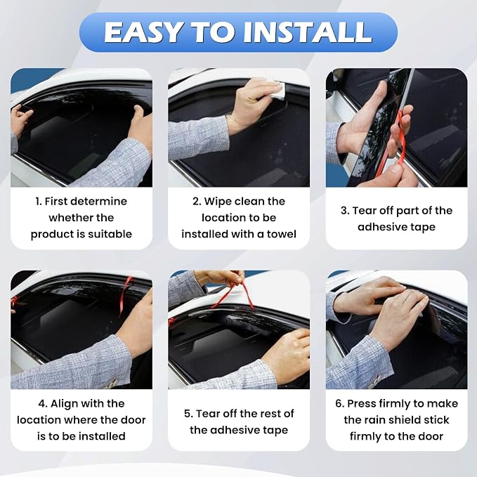 Tape-On Side Window Deflectors for Pilot 2023-2026, Rain Guards Window Visor Rain Guards Vent Guard Shade Deflectors Compatible with Honda Pilot Accessories All-Weather Protection